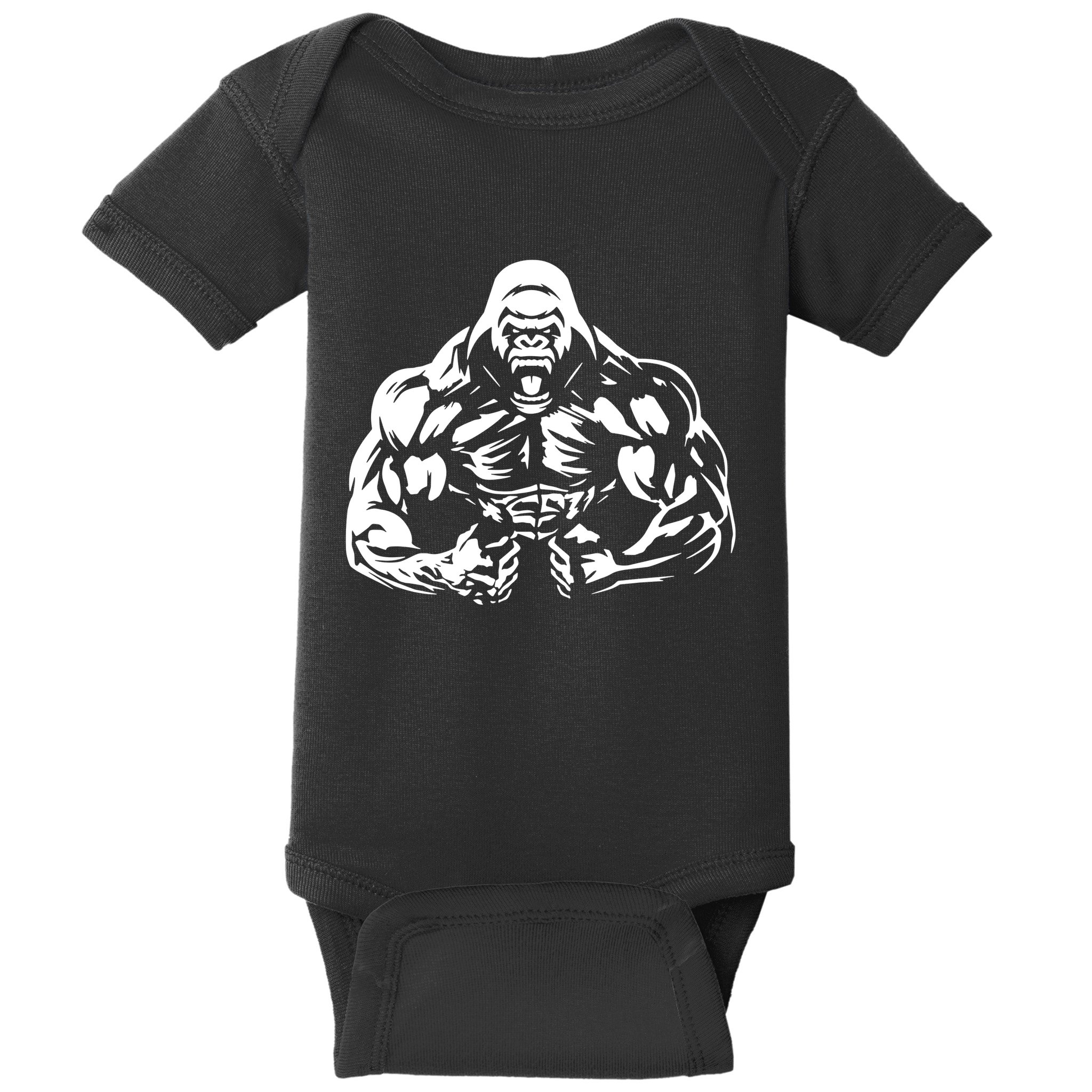 Bodybuilding Gorilla For The Next Workout In The Gym Baby Bodysuit
