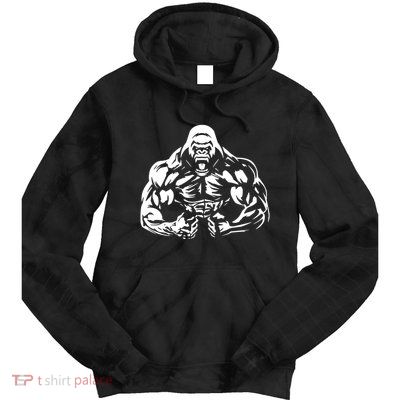 Bodybuilding Gorilla For The Next Workout In The Gym Tie Dye Hoodie