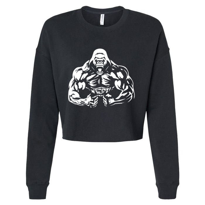 Bodybuilding Gorilla For The Next Workout In The Gym Cropped Pullover Crew