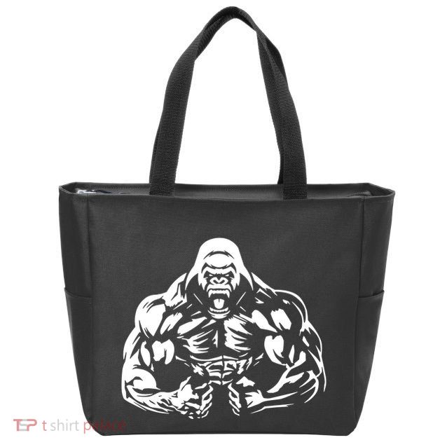 Bodybuilding Gorilla For The Next Workout In The Gym Zip Tote Bag