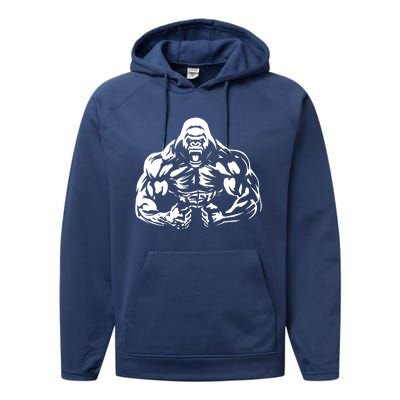 Bodybuilding Gorilla For The Next Workout In The Gym Performance Fleece Hoodie