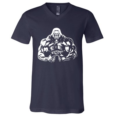 Bodybuilding Gorilla For The Next Workout In The Gym V-Neck T-Shirt