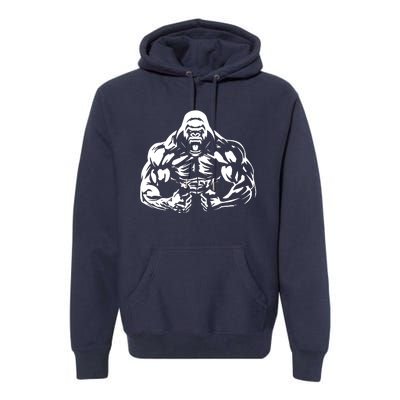 Bodybuilding Gorilla For The Next Workout In The Gym Premium Hoodie