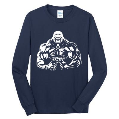 Bodybuilding Gorilla For The Next Workout In The Gym Tall Long Sleeve T-Shirt