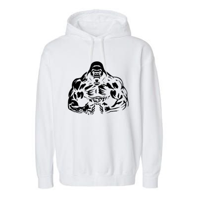 Bodybuilding Gorilla For The Next Workout In The Gym Garment-Dyed Fleece Hoodie