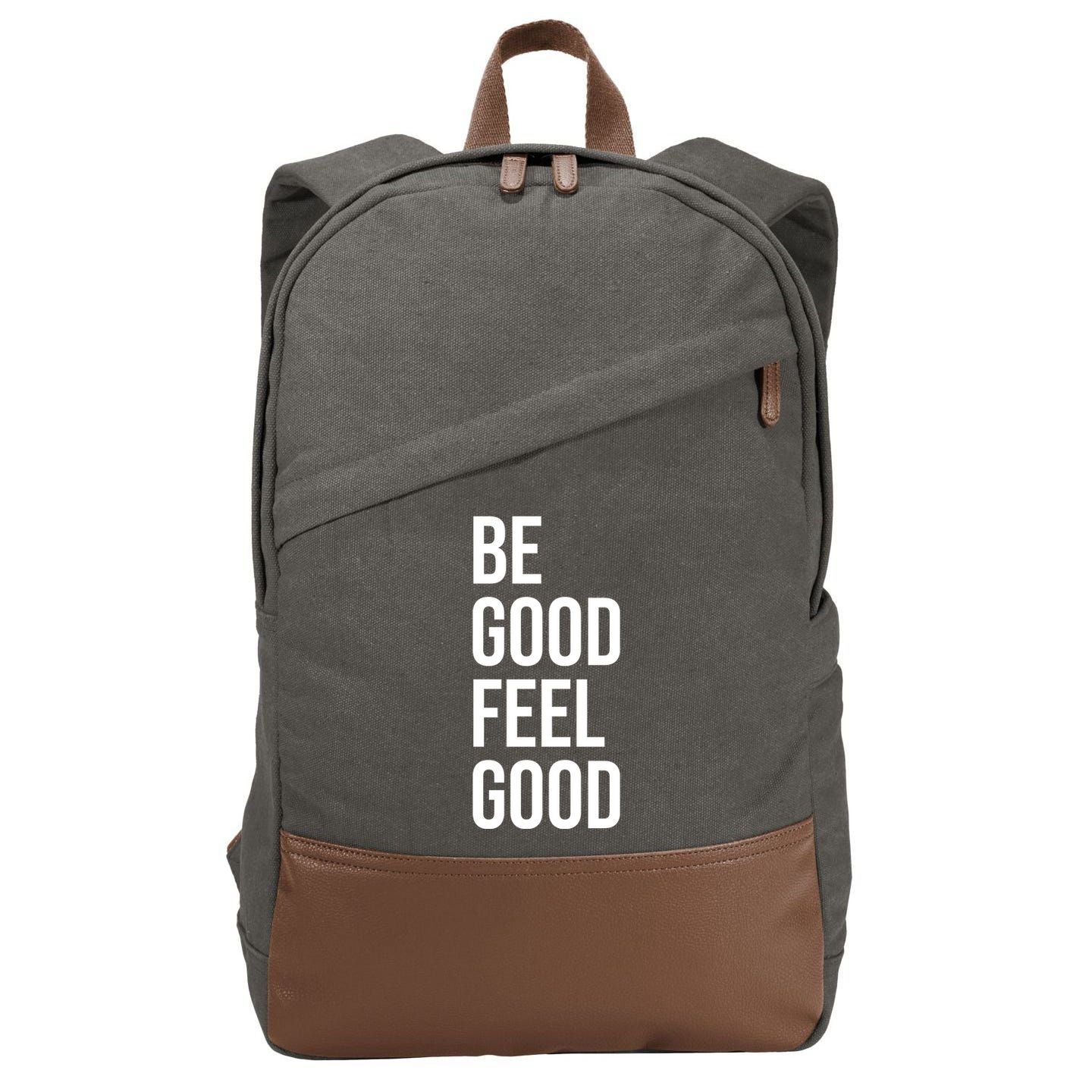 Be Good Feel Good Quote Cotton Canvas Backpack
