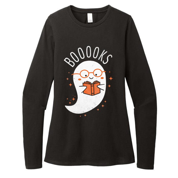 Booooks Ghost Funny Halloween Teacher Book Library Reading Womens CVC Long Sleeve Shirt