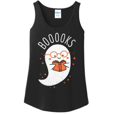 Booooks Ghost Funny Halloween Teacher Book Library Reading Ladies Essential Tank