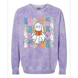 Booooks Ghost Funny Halloween Teacher Book Library Reading Colorblast Crewneck Sweatshirt