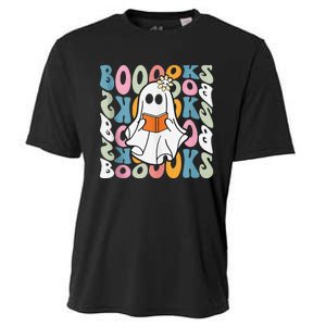 Booooks Ghost Funny Halloween Teacher Book Library Reading Cooling Performance Crew T-Shirt