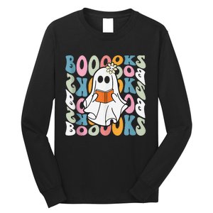 Booooks Ghost Funny Halloween Teacher Book Library Reading Long Sleeve Shirt