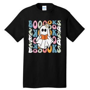 Booooks Ghost Funny Halloween Teacher Book Library Reading Tall T-Shirt