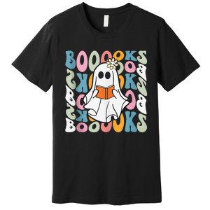 Booooks Ghost Funny Halloween Teacher Book Library Reading Premium T-Shirt