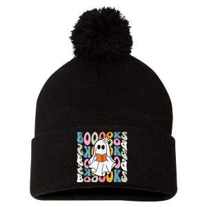 Booooks Ghost Funny Halloween Teacher Book Library Reading Pom Pom 12in Knit Beanie