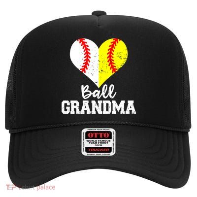 Ball Grandma Funny Baseball Softball Grandma Gift High Crown Mesh Back Trucker Hat
