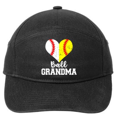 Ball Grandma Funny Baseball Softball Grandma Gift 7-Panel Snapback Hat