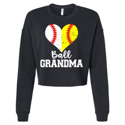 Ball Grandma Funny Baseball Softball Grandma Gift Cropped Pullover Crew