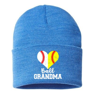 Ball Grandma Funny Baseball Softball Grandma Gift Sustainable Knit Beanie