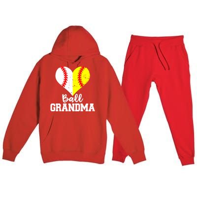 Ball Grandma Funny Baseball Softball Grandma Gift Premium Hooded Sweatsuit Set