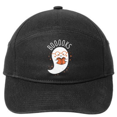 Booooks Ghost Funny Halloween Teacher Book Library Reading 7-Panel Snapback Hat