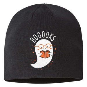 Booooks Ghost Funny Halloween Teacher Book Library Reading Sustainable Beanie