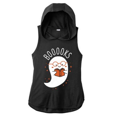 Booooks Ghost Funny Halloween Teacher Book Library Reading Ladies PosiCharge Tri-Blend Wicking Draft Hoodie Tank