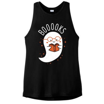 Booooks Ghost Funny Halloween Teacher Book Library Reading Ladies PosiCharge Tri-Blend Wicking Tank