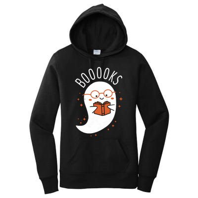 Booooks Ghost Funny Halloween Teacher Book Library Reading Women's Pullover Hoodie