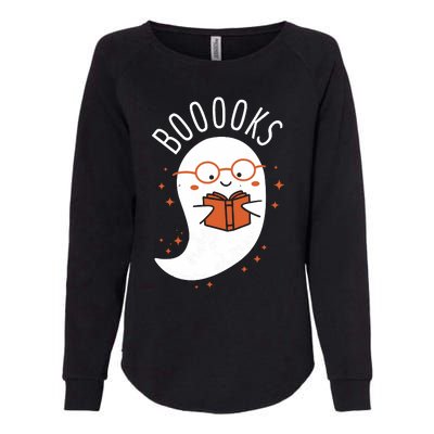 Booooks Ghost Funny Halloween Teacher Book Library Reading Womens California Wash Sweatshirt