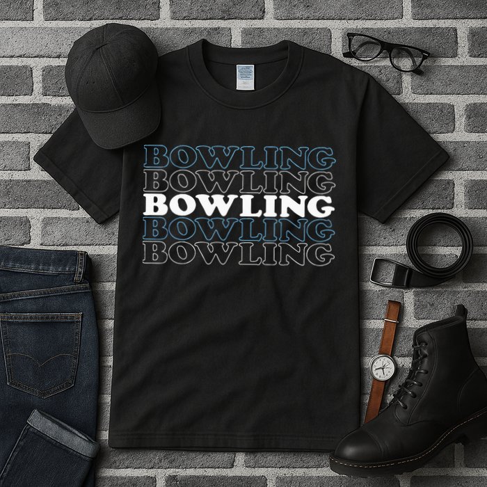 Bowling Gift For Men Husband Or Dad Retro Bowling Text Tall T-Shirt