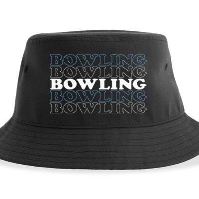 Bowling Gift For Men Husband Or Dad Retro Bowling Text Sustainable Bucket Hat