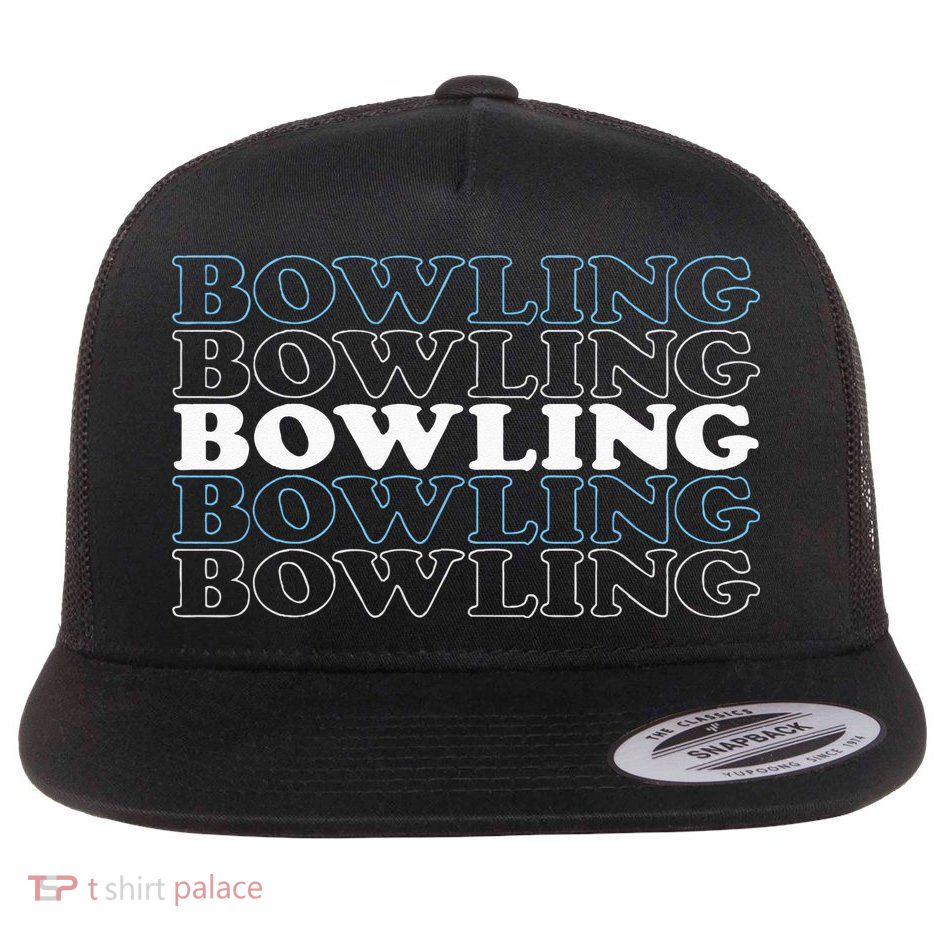 Bowling Gift For Men Husband Or Dad Retro Bowling Text Flatbill Hat