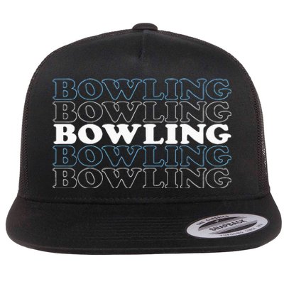 Bowling Gift For Men Husband Or Dad Retro Bowling Text Flat Bill Trucker Hat