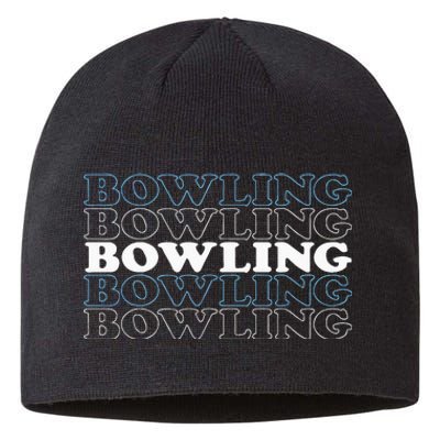 Bowling Gift For Men Husband Or Dad Retro Bowling Text Sustainable Beanie