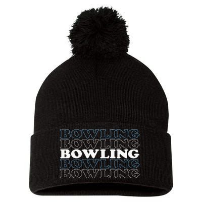 Bowling Gift For Men Husband Or Dad Retro Bowling Text Pom Pom 12in Knit Beanie