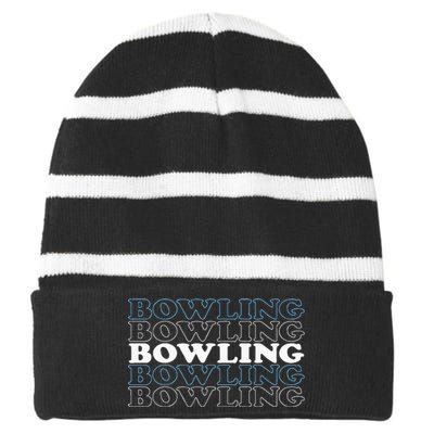 Bowling Gift For Men Husband Or Dad Retro Bowling Text Striped Beanie with Solid Band