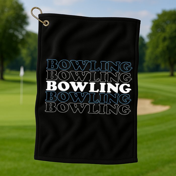 Bowling Gift For Men Husband Or Dad Retro Bowling Text Golf Towel