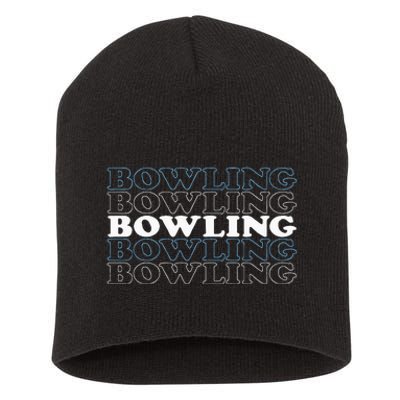 Bowling Gift For Men Husband Or Dad Retro Bowling Text Short Acrylic Beanie