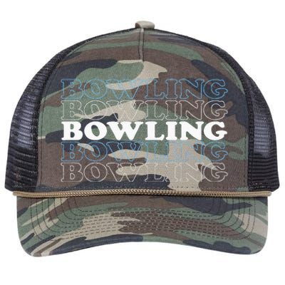 Bowling Gift For Men Husband Or Dad Retro Bowling Text Retro Rope Trucker Hat Cap