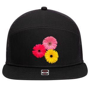 Blooming Gerbera Flower Daisies Gerberas Daisy Flowery 7 Panel Mesh Trucker Snapback Hat