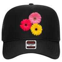 Blooming Gerbera Flower Daisies Gerberas Daisy Flowery High Crown Mesh Back Trucker Hat