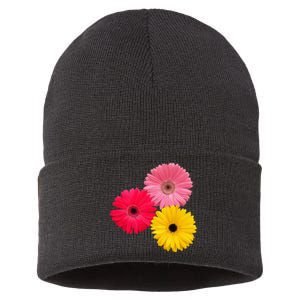 Blooming Gerbera Flower Daisies Gerberas Daisy Flowery Sustainable Knit Beanie