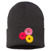 Blooming Gerbera Flower Daisies Gerberas Daisy Flowery Sustainable Knit Beanie