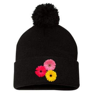 Blooming Gerbera Flower Daisies Gerberas Daisy Flowery Pom Pom 12in Knit Beanie