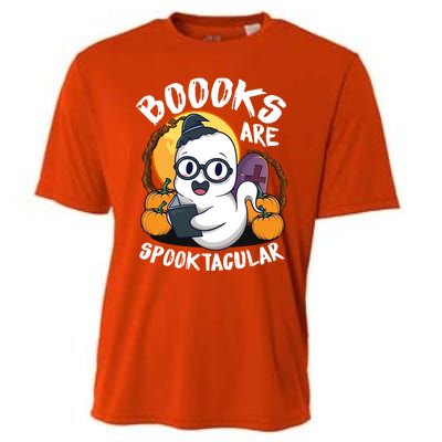 Boooks Ghost Funny Halloween Teacher Book Library Reading Meaningful Gift Cooling Performance Crew T-Shirt