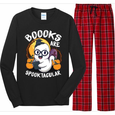 Boooks Ghost Funny Halloween Teacher Book Library Reading Meaningful Gift Long Sleeve Pajama Set