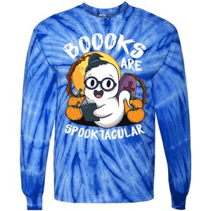 Boooks Ghost Funny Halloween Teacher Book Library Reading Meaningful Gift Tie-Dye Long Sleeve Shirt