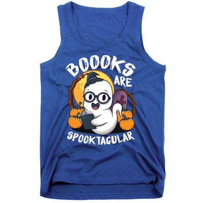 Boooks Ghost Funny Halloween Teacher Book Library Reading Meaningful Gift Tank Top