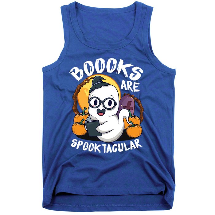 Boooks Ghost Funny Halloween Teacher Book Library Reading Meaningful Gift Tank Top