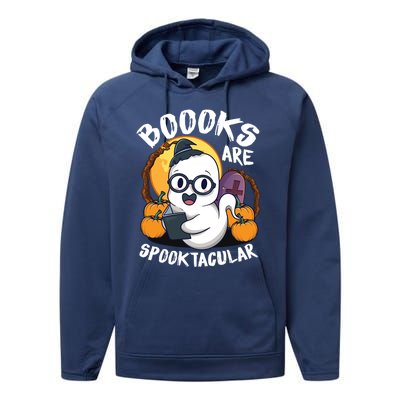 Boooks Ghost Funny Halloween Teacher Book Library Reading Meaningful Gift Performance Fleece Hoodie